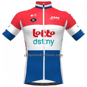 Maglia 2023 Lotto Dstny Campione Olandese Manica Corta Rosso Blu Bianco